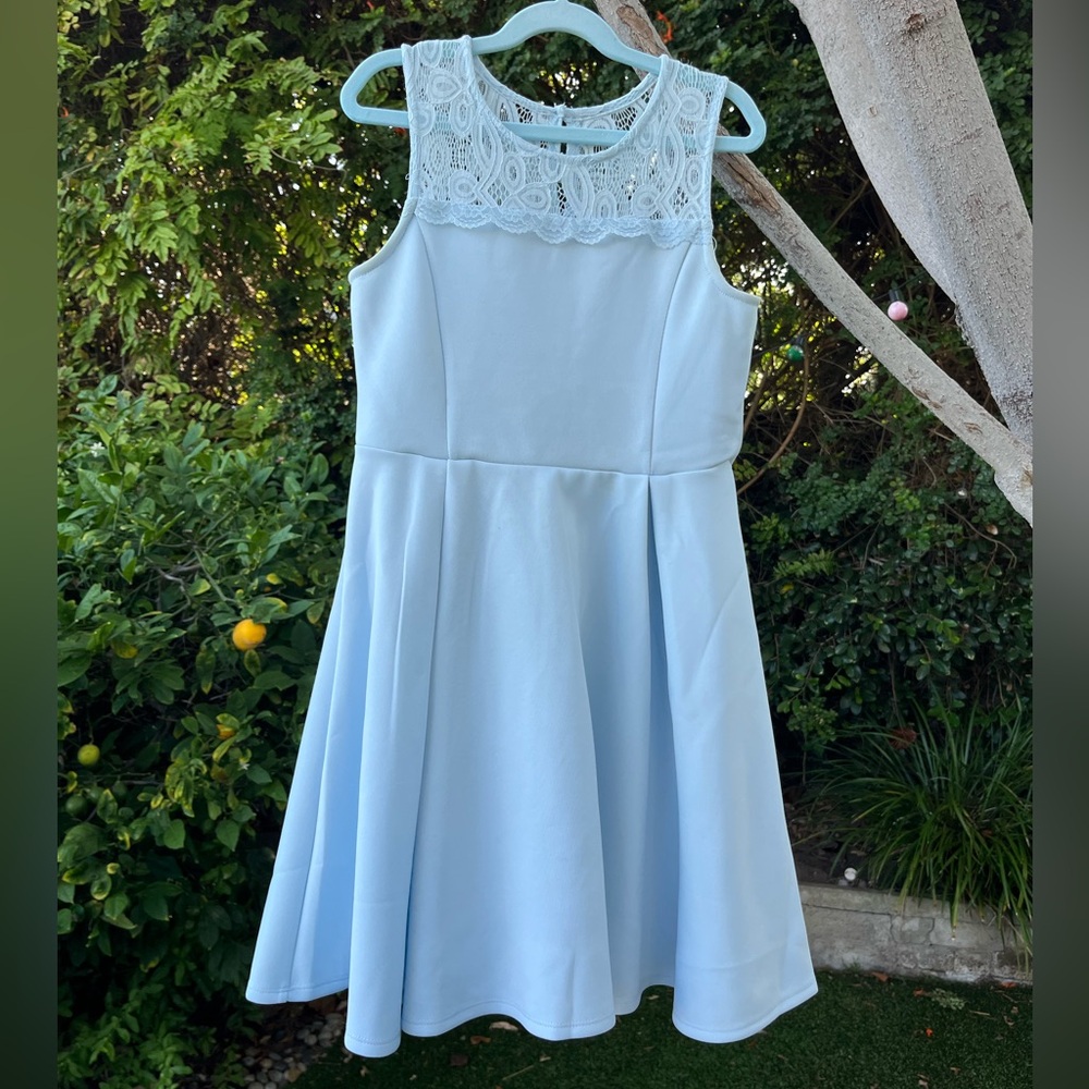 Light Blue Dress with Lace Girls Size 12